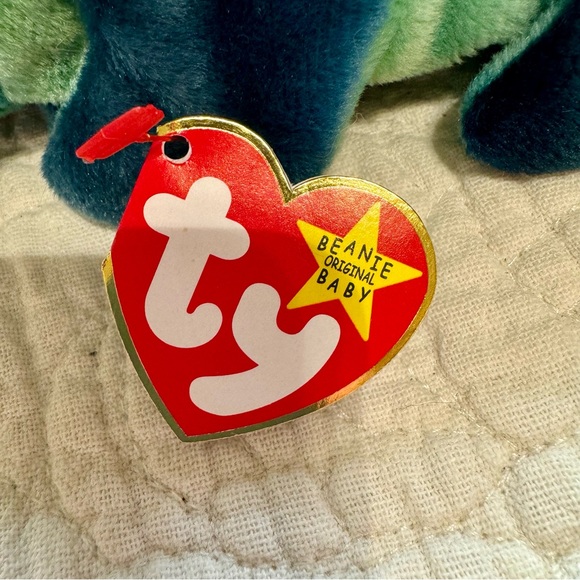 Vintage 90s Ty Rainbow Beanie Baby Plush Toy Chameleon Lizard Blue 1997 Mint New - Picture 4 of 8